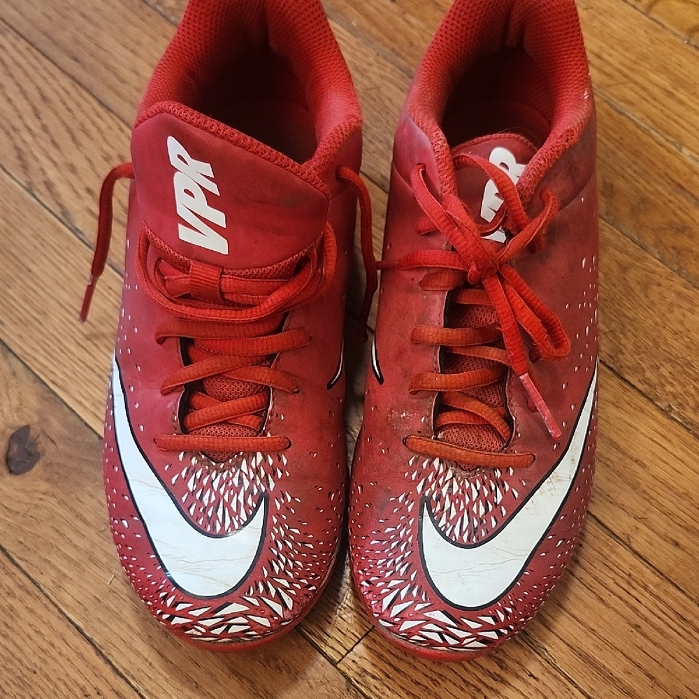 Nike Kids Red and White Football Cleats